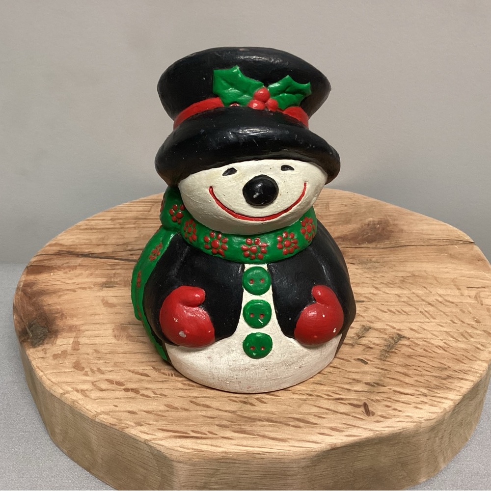 🔴 Vintage Christmas Snowman Piggy/Coin Bank with Stopper - Ceramic Crafted